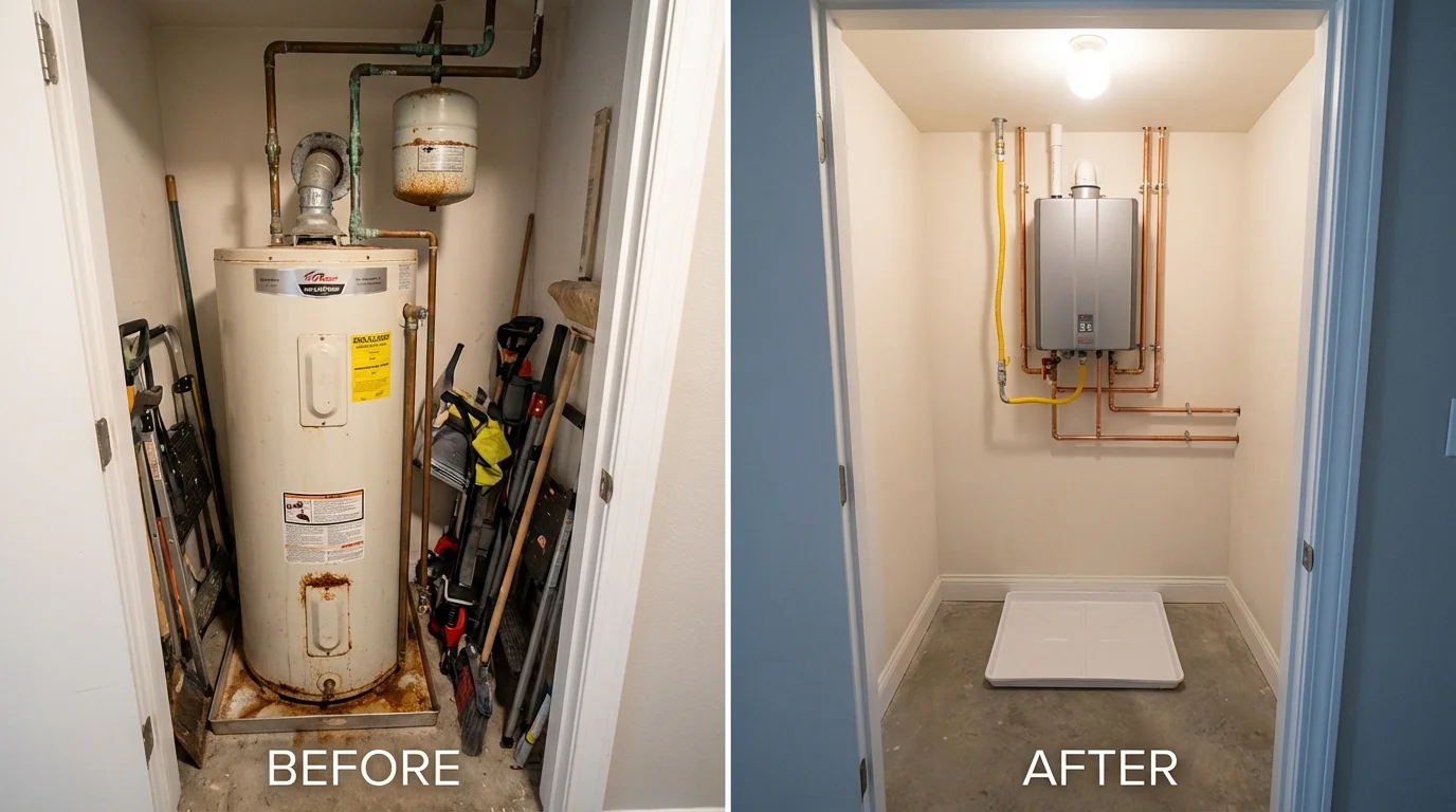 Tank water heater versus wall-mounted tankless unit comparison for Stony Point, NC homeowners